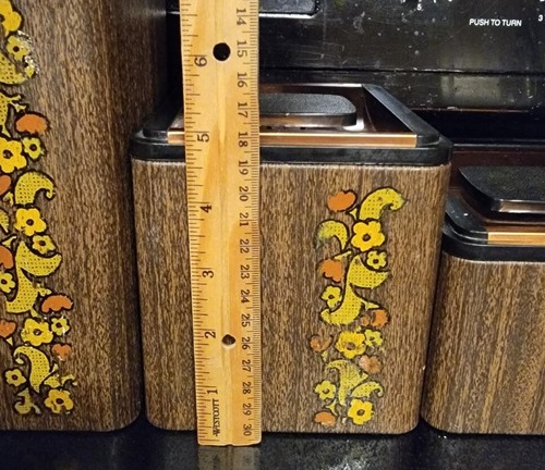 Vtg Aluminum Kromex Nesting Canister Set Copper Lids Floral 70's Groovy Pallet - Picture 17 of 19