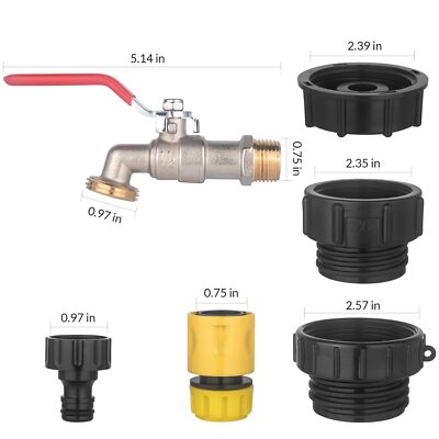 275-330 Gal IBC Tote Tank Hose Adapter 2 Brass Fittings Water Valve Connector