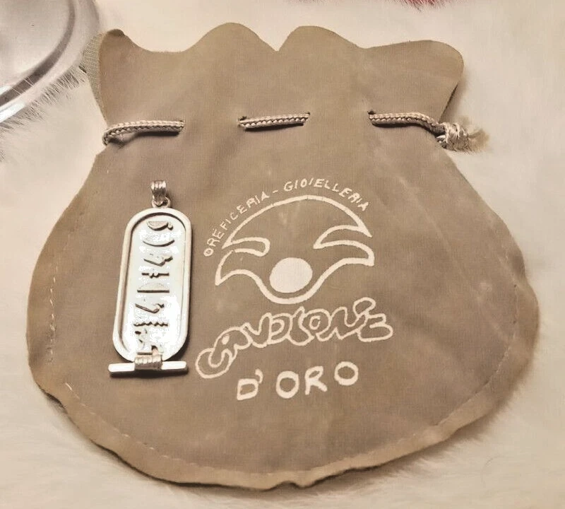 CIONDOLO ARGENTO 925 EGITTO CON GEROGLIFICI CARTIGLIO Nuovo Protezione Faraone - Immagine 4 di 4