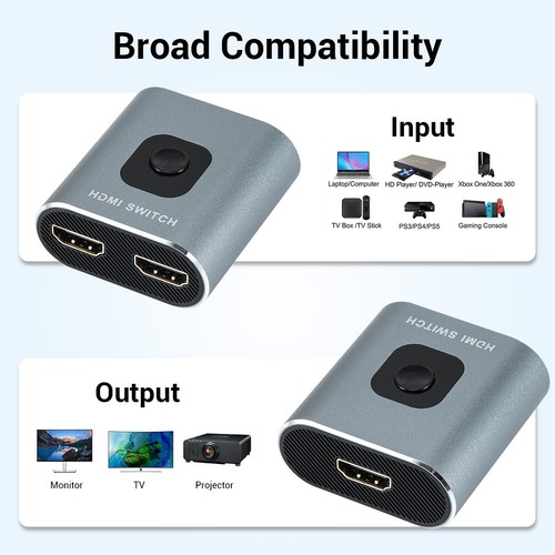 Bi-Directional 4K HDMI 2.0 Cable Switcher Splitter HUB 2 in 1 out & 1 in 2 out - Picture 4 of 9