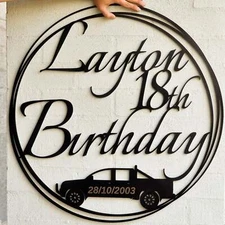 Birthday Hoop Sign for Him - Vehicle