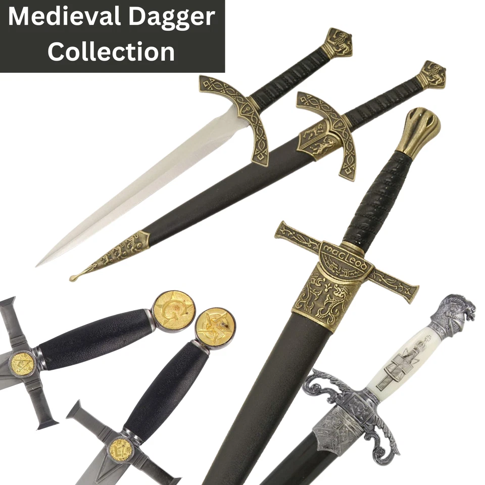 MEDIEVAL KNIGHT HISTORICAL SHORT SWORD FIXED BLADE DAGGER KNIFE w/ SCABBARD - Image 2 of 4