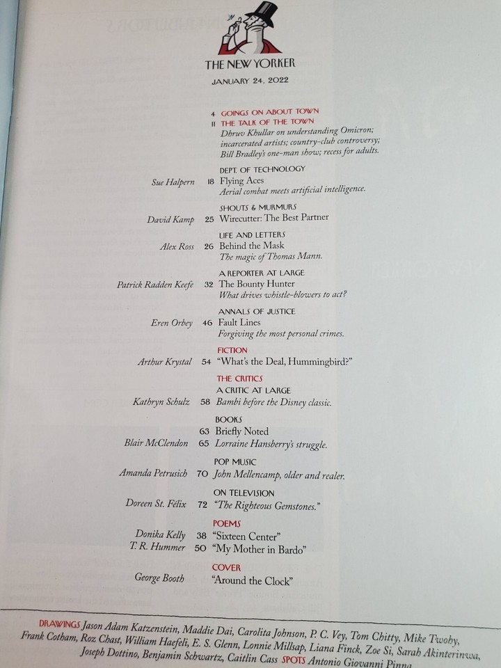 The New Yorker Magazine Jan 24, 2022 How Whistle Blowers Get Rich eBay