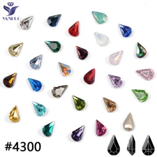 Colorful Pear Shape Crystal Material 3D Nail Art Rhinestones Pointback Stones 