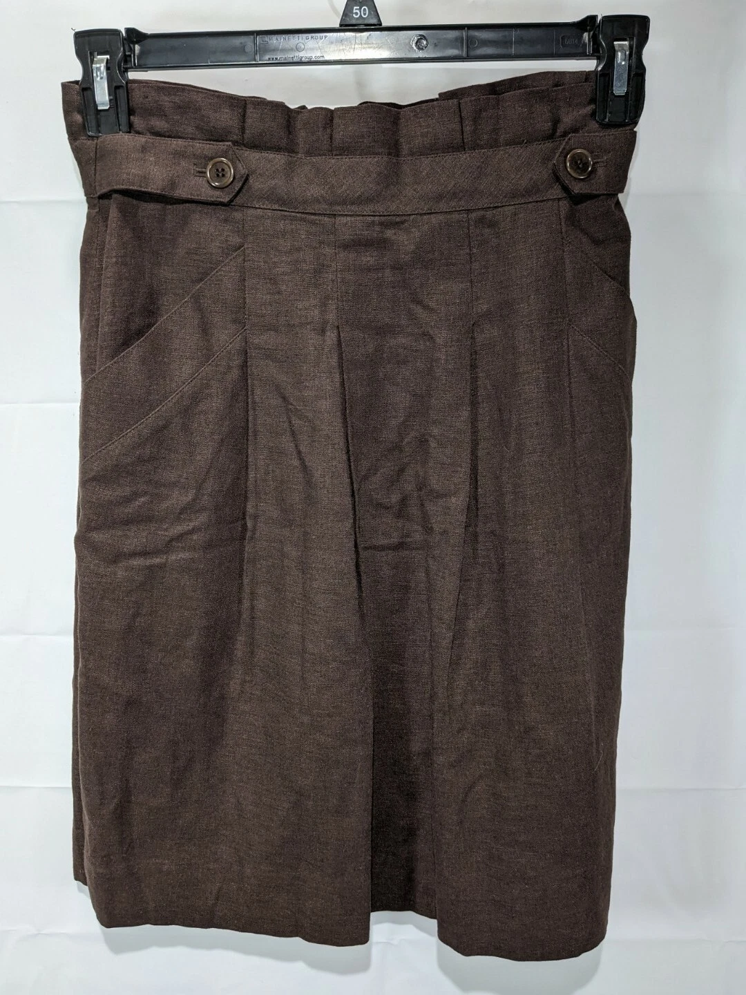 BCBGMAXAZRIA Women's Brown High Rise Pleated Lined Knee length Pencil Skirt sz 6