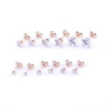Rond or Rose Zircone Transparent Cristal Oreille Boucles D'Oreilles 3mm-10mm