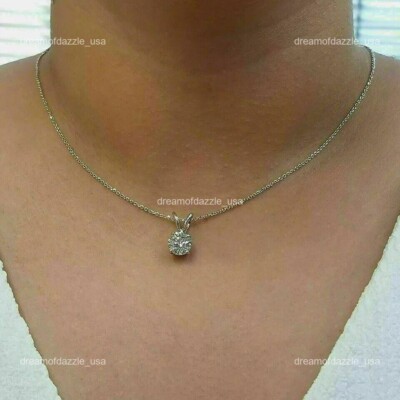 Mothers day Deal 14K White Gold April Lab Grown Diamond Chain Necklace Jewelry