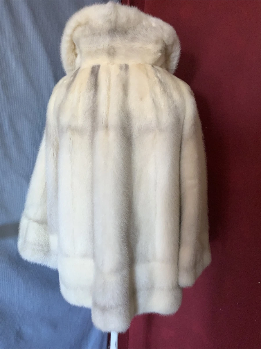 OFF White Fur Coat Real Fur Jacket Vintage OLEG CASSINI Short