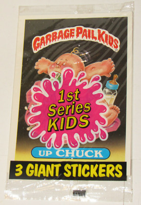 1986 Garbage Pail Kids Giant Stickers 3 Pack with Up Chuck and New Wave Dave