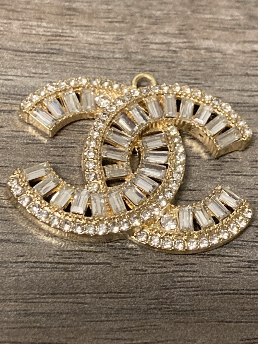 CHANEL Stamped Button Gold NEW! Zipper Pull Zircon CHANEL Stamped Button Gold NEW! Zipper Pull Zircon