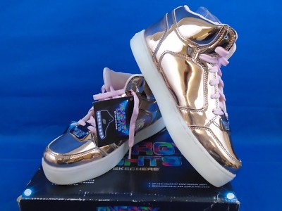 High Top Skechers Energy Lights Rose Gold Uk Girl's Skechers