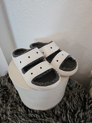 Crocs Classic Cozzzy White Faux Fur Women's Mens