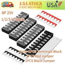 Block 8 Position Terminal 25A 600V Dual Row Screw Terminal Strip Dual Row wit