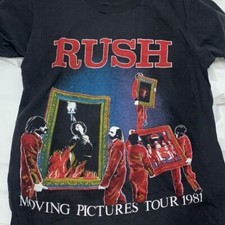VINTAGE Rush Black 81 Moving Pictures Tour Tee Screen Stars Tag Size small