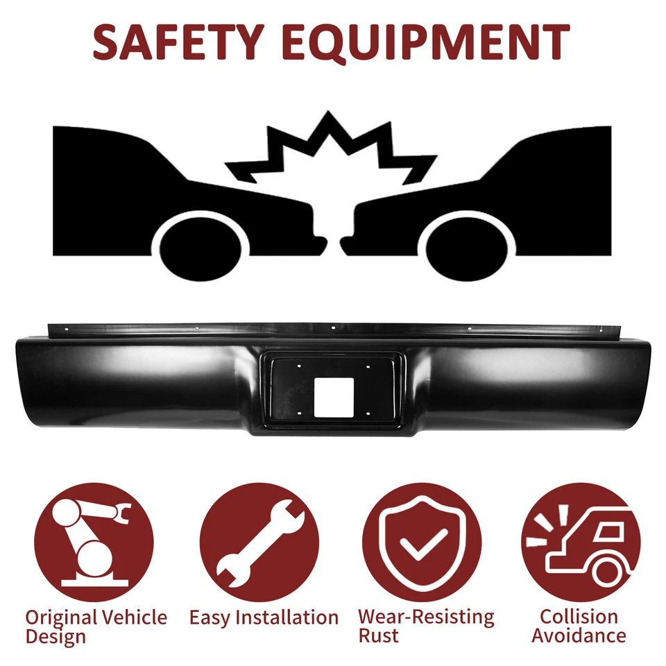 Rear Bumper Roll Pan w/License Plate For 1988-1998 Chevrolet GMC C1500 K1500 Foto 3 de 4