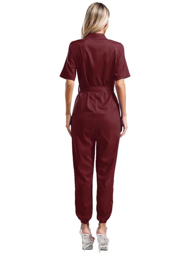 Womens Rompers Turn-down Jumpsuit Stylish Overalls Costume Workwear One Piece - Picture 88 of 113