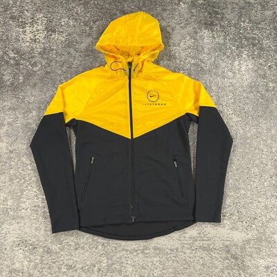 Nike Livestrong Jacket Womens Medium Black Yellow Dri Fit Lance Armstrong Logo