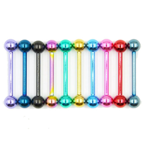Tongue Bar Surgical Steel Nipple Bar Barbell Ball Piercing Ring 14g 16mm Steel  - Picture 1 of 15