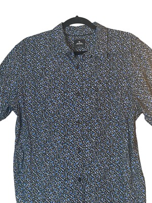Rip Curl Men s Black & Blue Short Sleeved Button Up Shirt Size Large Surfing