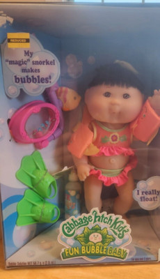 Cabbage Patch Kids Fun Bubble Baby w Magic snorkel She Floats Pink Green 1997