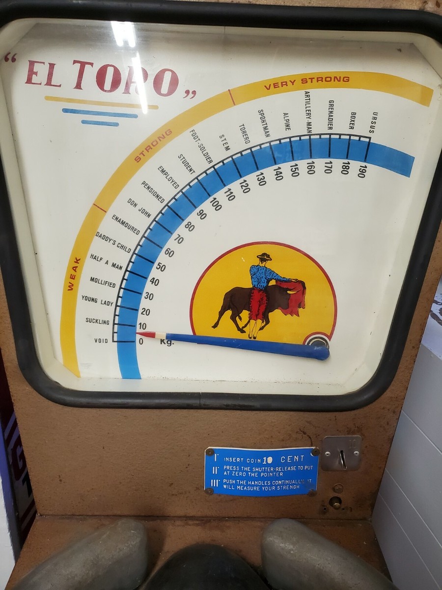 Vintage Zamperla The Bull El Toro Strength Grip Tester Carnival
