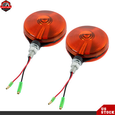 2 PCS Warning Light Set Hazard Style For Kubota Tractor Red & Amber Lens 12V