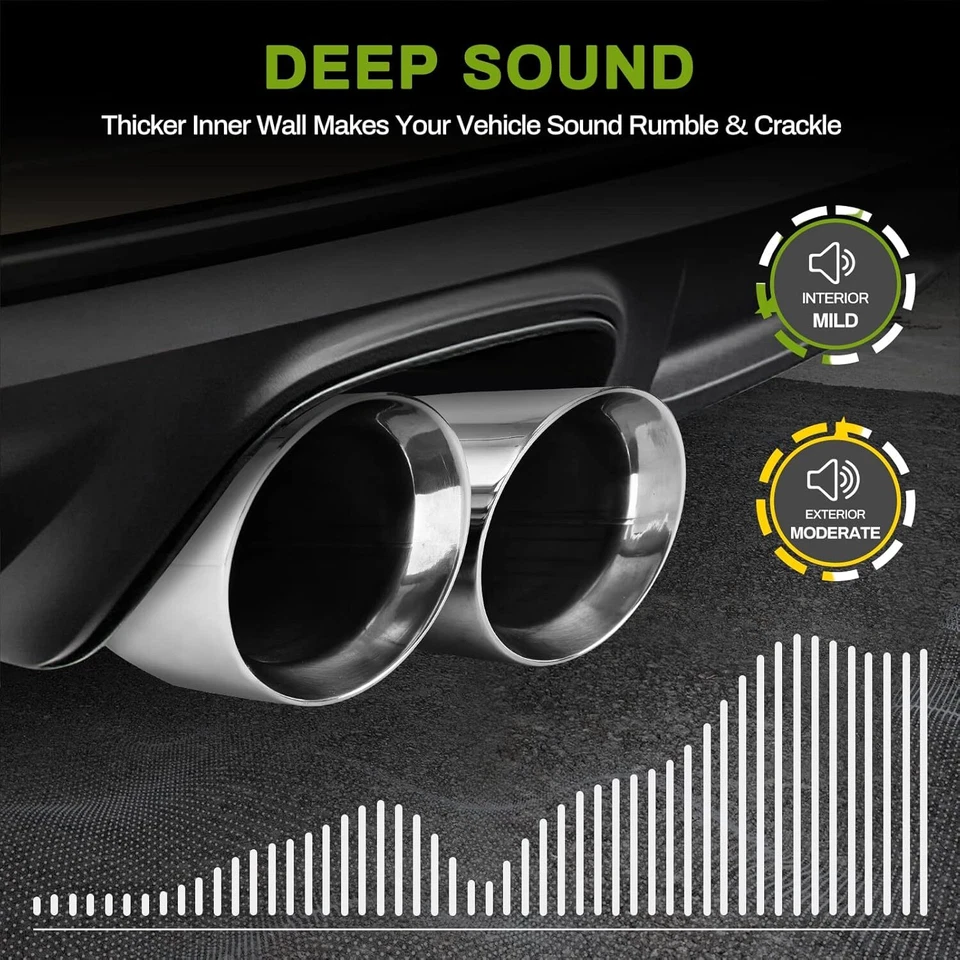 Punta de escape doble de acero inoxidable pulido de 2,5" ID a 3,5" OD para Ford F150 F-150 Foto 4 de 4