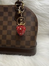 Strawberry Bag Charm Keychain Fob Red Gold Color New Christmas Holiday Gift