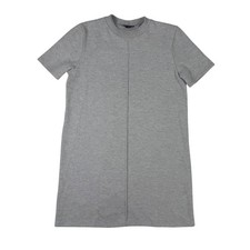 Zara Knit Mini Dress Womens Large Grey Excellent Short Sleeve Seam Detail