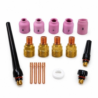 17 Pieces TIG Torch Consumables Kit Multiple Sizes Gas Lens Setup Kit