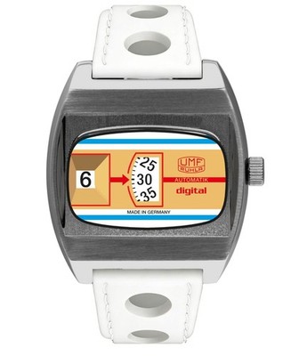 UMF Ruhla digital 1436-5 Jumping Hour Automatik Scheibenuhr 70er-Jahre Design