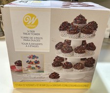 Wilton White 3 Tier Dessert Tower Stand Plastic Display For Parties Cupcakes New