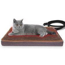 Outdoor Heated Pet Bed for Cats Dog in Winter with Orthopedic Foam Base Auto ...