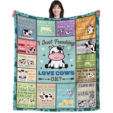 Cow Print Throw Blanket Animal Stuff Gift For Women Girls Kids 50x40 Inch