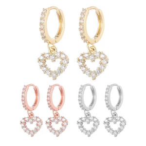 Authentic 18K Gold Plated Heart Drop Earring Cute Synthetic CZ Dainty for Her