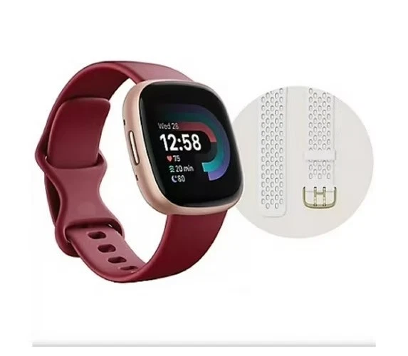 Fitbit Versa 4 Fitness Smartwatch Bundle Beet Juice/Copper Rose - 2 Band bundle - Image 2 of 2