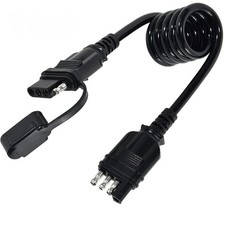 US 4 Pin Trailer Spring Coiled Cable 3FT RV Tail Light Wiring Harness Extension