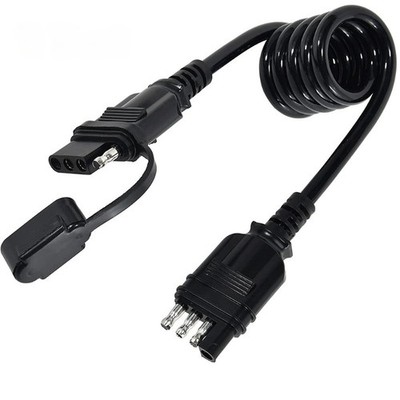 US 4 Pin Trailer Spring Coiled Cable 3FT RV Tail Light Wiring Harness Extension