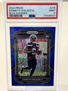 2022 Panini Prizm /25 Blue Shimmer Kenneth Walker #318 (RC) PSA 9