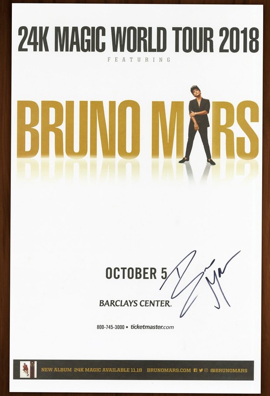 Bruno Mars autographed gig poster