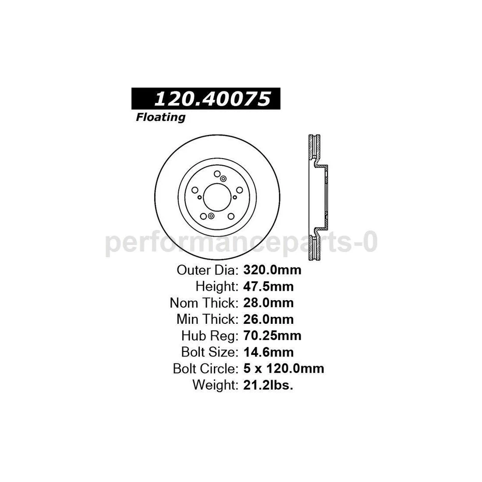 Rotor de freno de disco trasero delantero Centric Parts para Acura TL 2009-2014 Foto 4 de 4