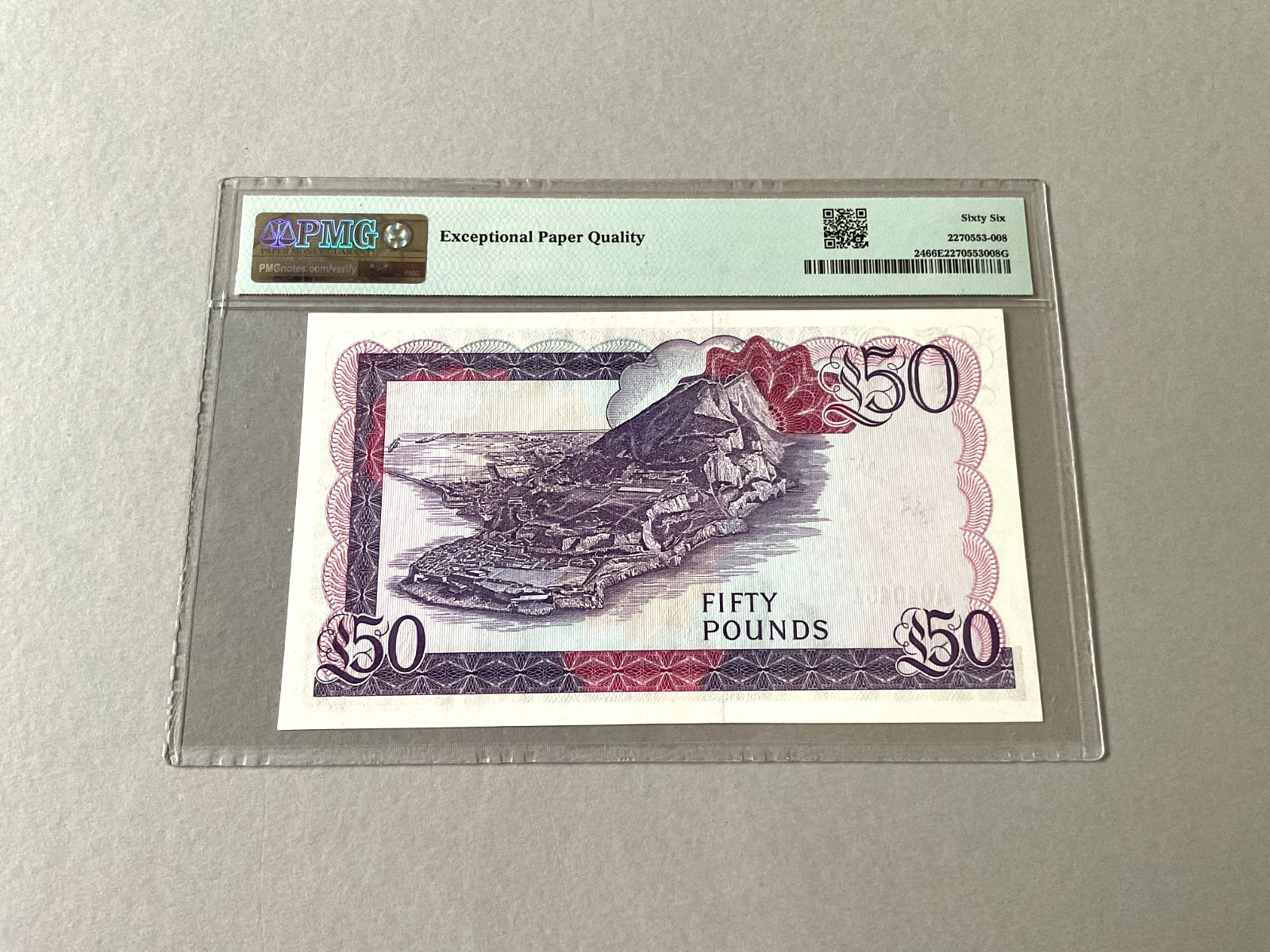 Gibraltar 50  Pounds P-24 1986  PMG 66 EPQ