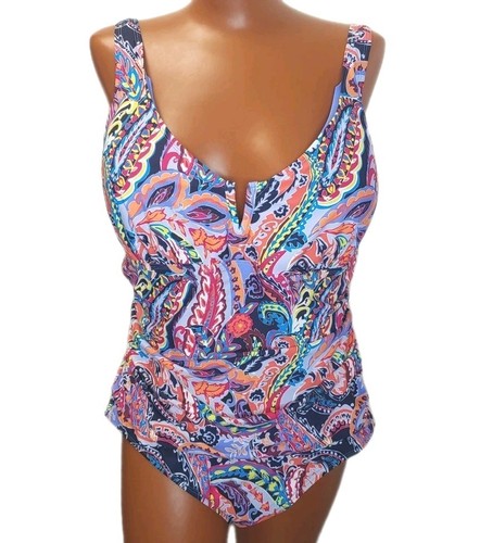 Anne Cole Wireless Swimsuit Woman Plus Sz 22W Paisley Parade Tummy Control Nwt - Picture 4 of 10