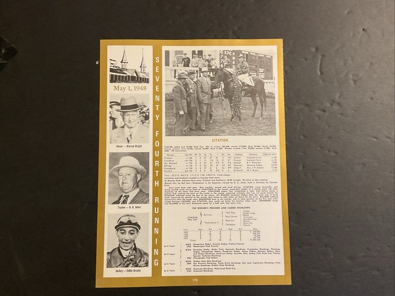 CITATION  8 X 11 Clipping Horse Racing 1948 TRIPLE CROWN