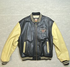 Harley-Davidson Leather Varsity Jacket Men's 2XL Embroidered Red River HD Texas