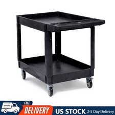 2 Tier Large Heavy Duty Utility Service Cart Flat top Work Cart 550lbs w/ Wheel