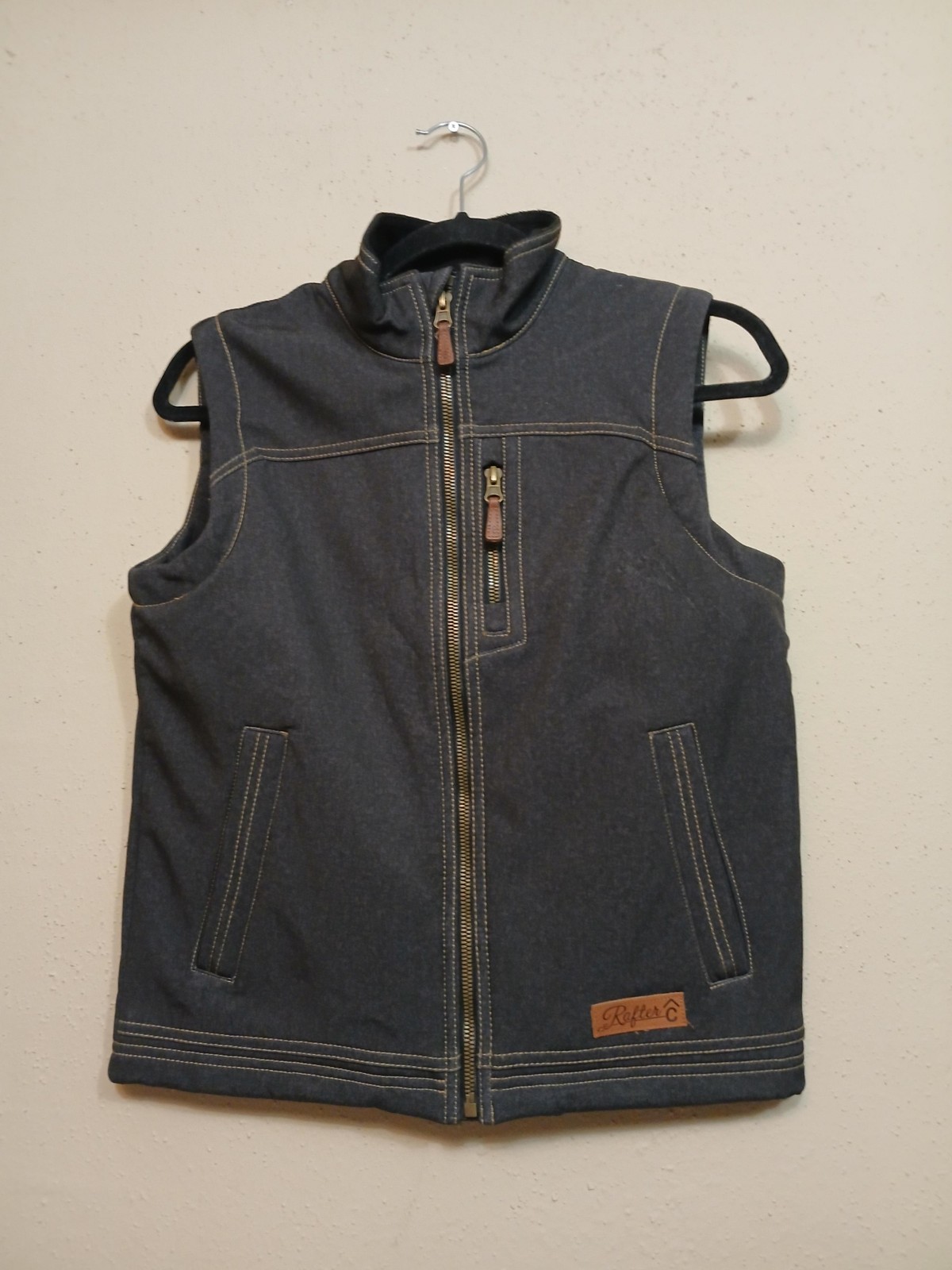 Rafter C Vest Mens Medium Gray Softshell Full Zip Lined Cowboy Workwear Western