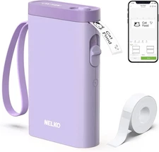 Nelko P21 Bluetooth Label Maker Machine w/ Tape - Purple Wirele