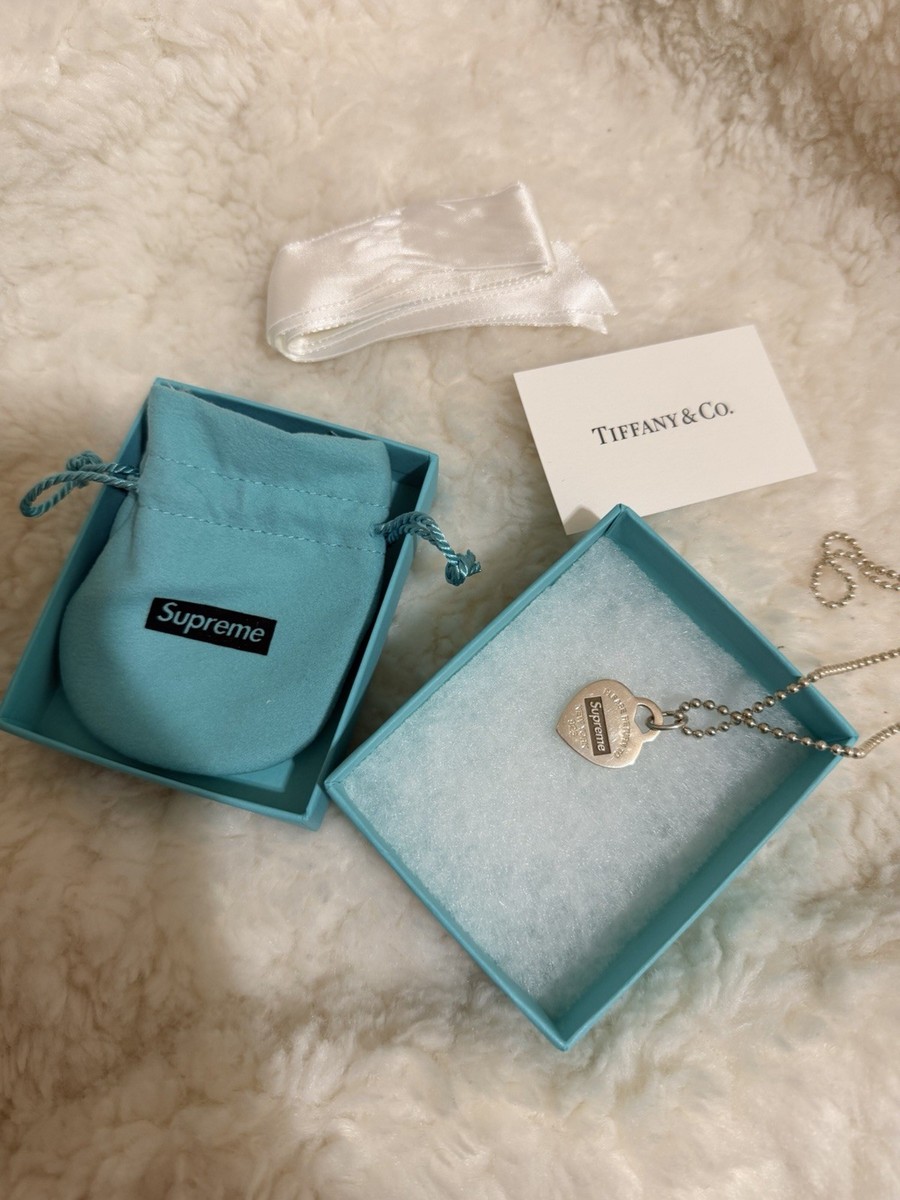 Supreme x Tiffany & Co. Sterling Silver Heart Pendant Ball Chain