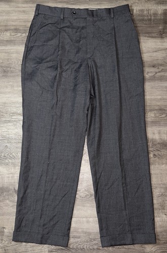 Nautica Dress Pants Mens 33x30 Wool Pleated Front Gray Trousers Career Office